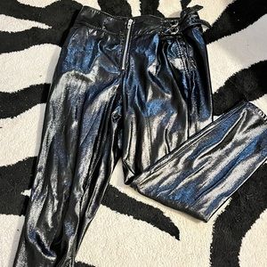 Pleather biker pants.